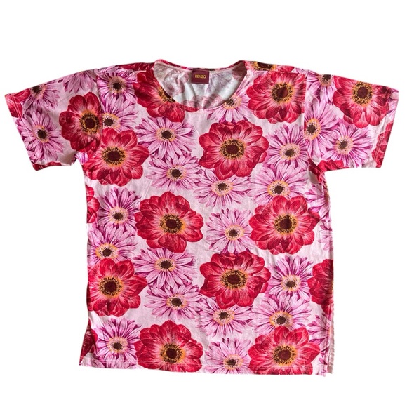Kenzo Tops - KENZO Vintage Japanese Pink Floral T-Shirt